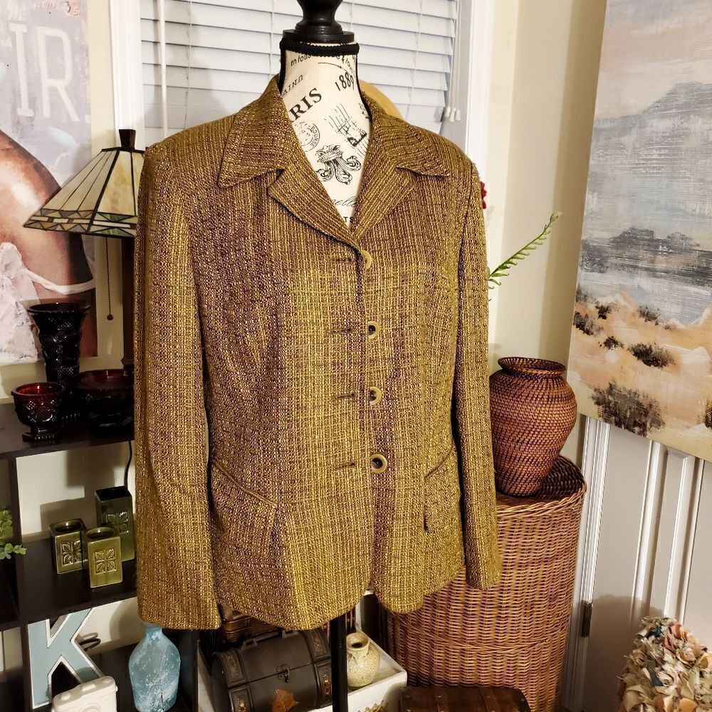 Jones New York Tweed Business Casual Blazer Jacket Sz 12p